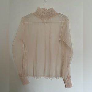 Cream Sheer Smocked Top